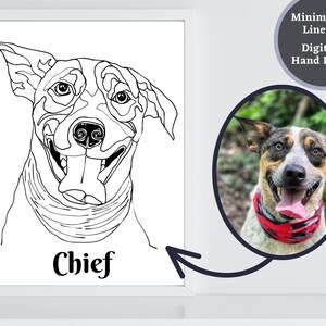 Custom Dog Portrait Personalized Gift Custom Pet Art Dog Portrait Line Art Pet Memorial Gift Minimalistic Art Dog Mom Dog Dad Pet Lover Gift