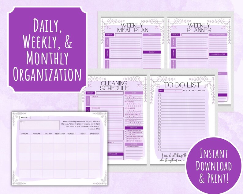 Christian Printable Bundle Christian Planner Faith Planner Agenda ...