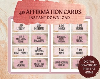 Positive Affirmation Cards Affirmations for Women Self-Care Self-Esteem Mental Health Printable Affirmations Manifestation Daily Affirmation