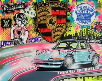 Porsche Kunst Düsseldorf Wandbild Popart