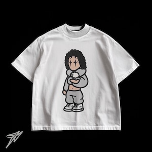 T-shirt oversize pour fille en dessin animé | T-shirt streetwear surdimensionné avec personnage de dessin animé | Chemise de dessin animé de l'an 2000