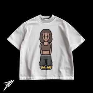 Cartoon Girl Oversized T-Shirt | Streetwear Oversized Cartoon Character Graphic Design Tee | Y2K Cartoon Shirt