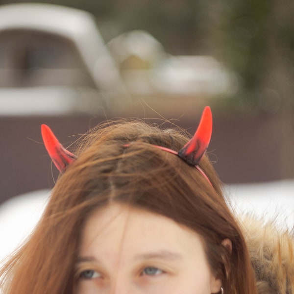 Small Devil Horns, Devil Horns Headband for Halloween, Glow in the Dark Accessories, Red Devil Horns, Realistic Fantasy Cosplay Horns