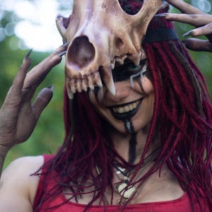 リアルな狼の頭蓋骨マスク - 3DプリントPETGコスプレヘルメット。ハロウィン、LARP、写真撮影、バイキング、狼男、ファンタジーコスプレ小道具に最適。