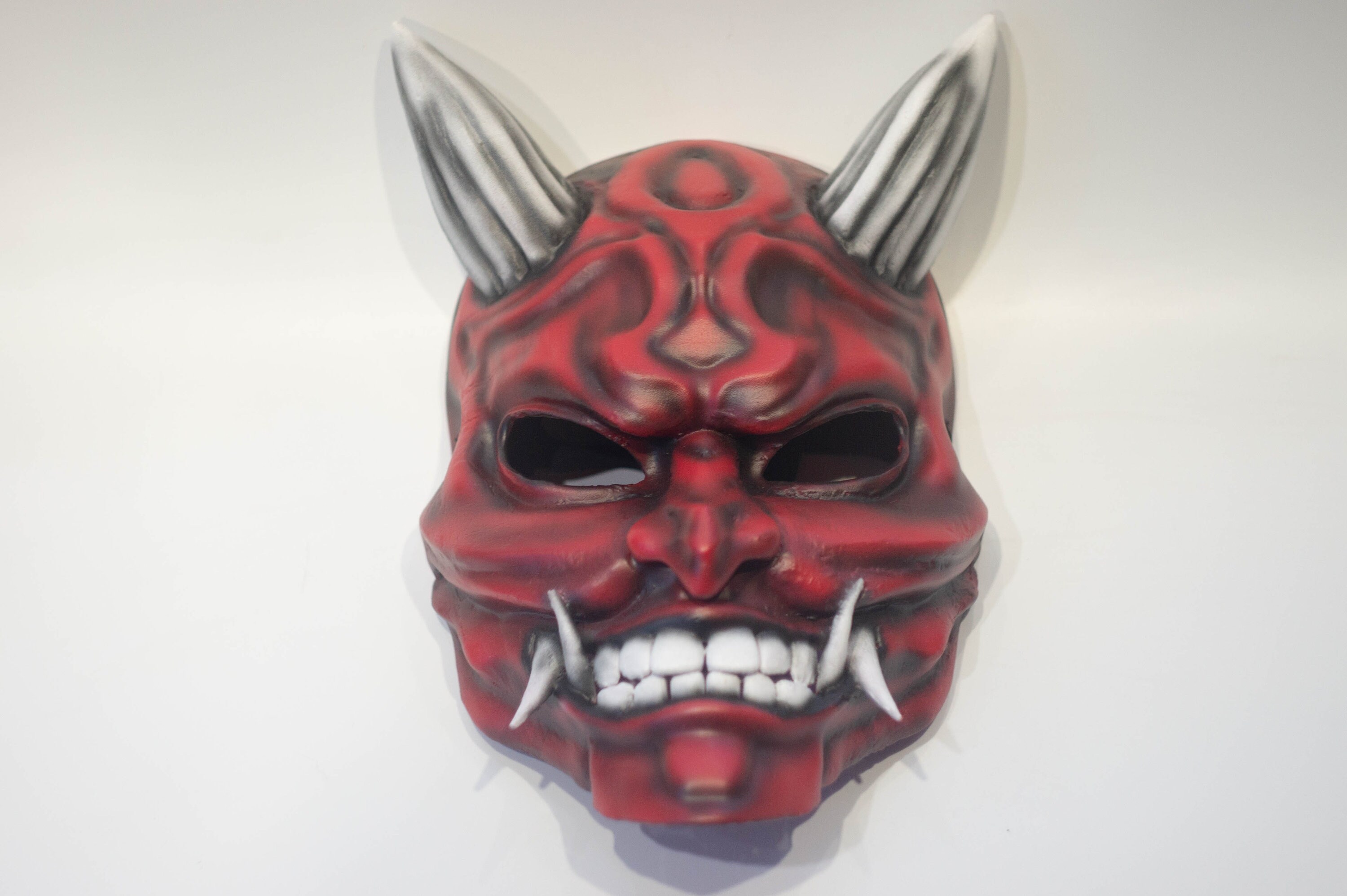 Traditional Japanese Oni Mask Wearable Red Demon Full Face Mask for ...