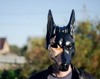 Egyptian Black Anubis head mask, black jackal mask, anubis cosplay mask, for egyptian costume, skull costume mask, cosplay face mask