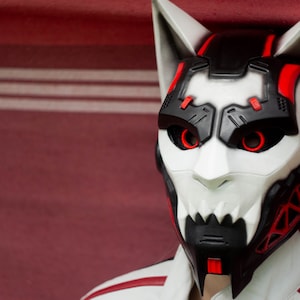Cyber Cat Mask, CyberCat Mask, Cosplay Sci-Fi Mask, CyberPunk Mask for Halloween Photoshoot or Cosplay, Eyes with a Circle