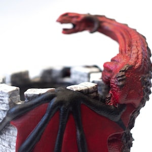 Dice Tower, Red Dragon Dice Tower, Dice Tray, Dice Roller, DND Board Game Accessories