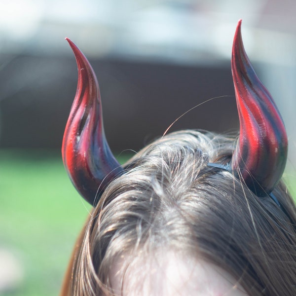 Small Devil Horns, Lightweight 3d Printed Headset Accessories, Realistic Fantasy Cosplay Red Demon Horns Headband for Halloween, Photoshoot