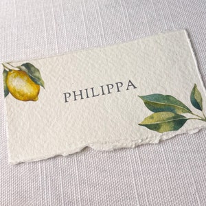 Lemon Place Cards / Handmade Paper Place Cards / Lemon Place Names / Handmade Paper Place Names / Place Cards