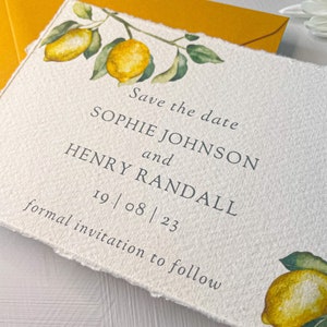 Zitrone Save The Date / Botanische Save The Date / Hochzeitseinladungen mit Zitrone / Mediterrane Einladungen