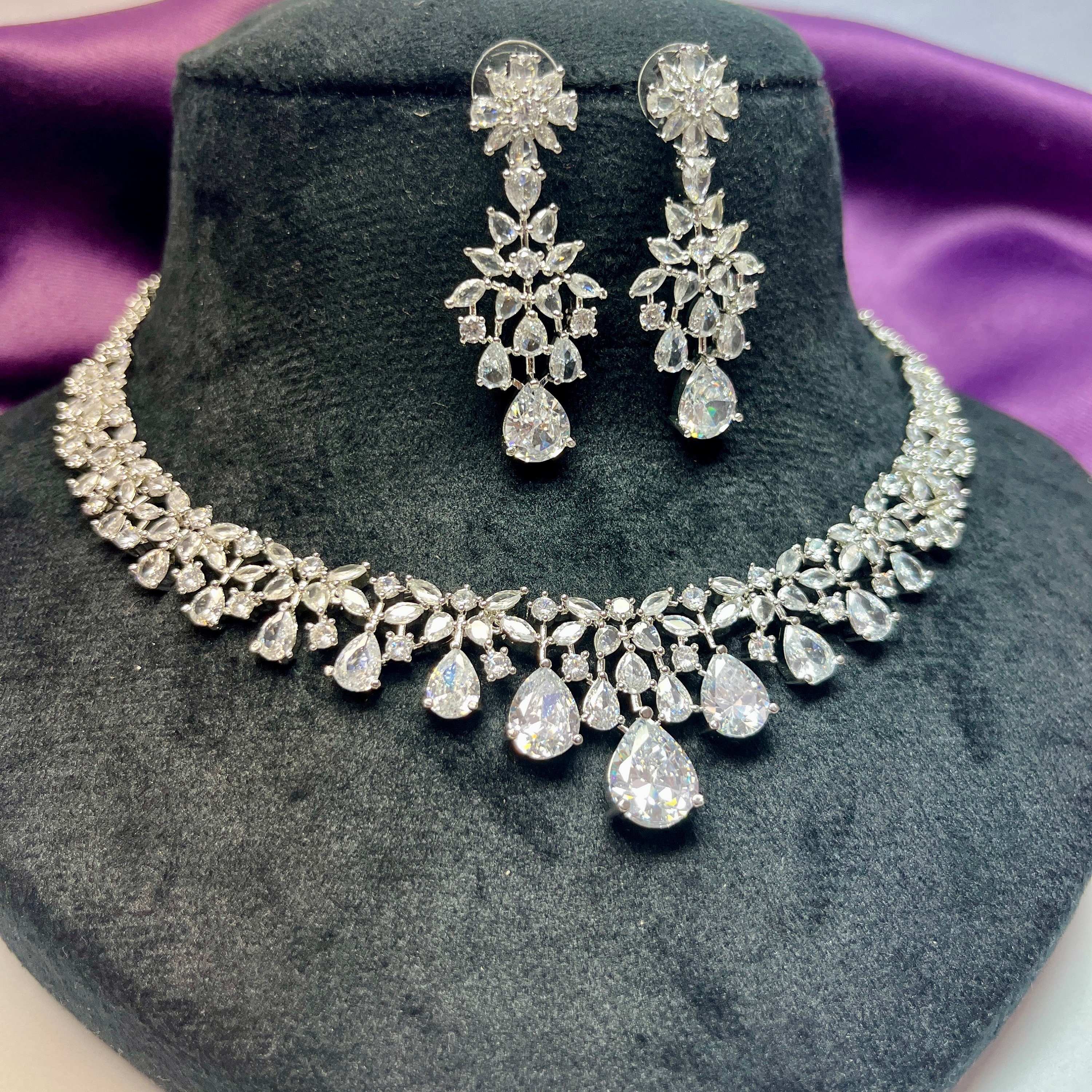 Imitation Fashion Jewellery CZ Diamond Necklac Set Zirconia Diamond Replica American Diamond Engagement Wedding Party Wear Etsy UK