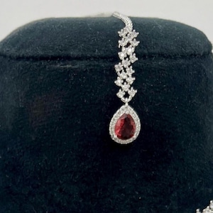 American diamond Maang tikka - Emerald Green, Ruby Red, Diamond white/ Indian jewellery/ Pakistani wedding Bridal CZ maangtika