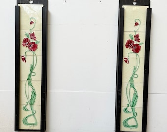 Set of Antique Edwardian Art Nouveau Fireplace Tiles - Etsy UK