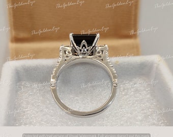 2.30 Ct Black Princess Cut Engagement Ring in 925 Sterling Silver, Onyx Ring, Womens Ring, Gift For Wife, Art Deco Ring, Gift For Her, Onyx