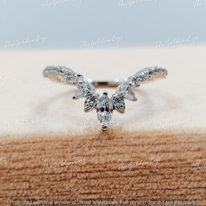 White Marquise Cut Diamond Engagement Ring in 935 Argentium Silver, Gift For Women, Wedding Band, Gift For Her, Womens Ring, Multistone Ring