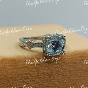 1930s Vintage 2.0 Ct Round Cut Diamond Engagement Ring in 935 Argentium Silver,Antique Engagement Ring,Womens Ring,Art Deco,Anniversary Ring