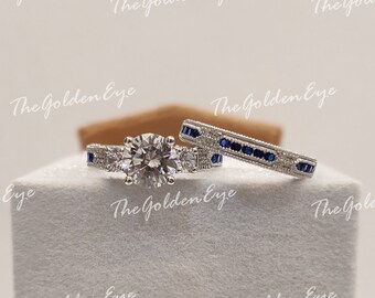 Art Deco 2,0 karat vit rundslipad förlovningsring i 935 argentiumsilver, antik förlovningsring, filigranring, present till kvinnor
