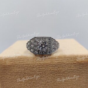 1930s Art Deco 2.0 Ct White Round Cut Diamond Engagement Ring in 935 Argentium Silver, Antique Engagement Ring, Gift For Her, Art Deco Ring