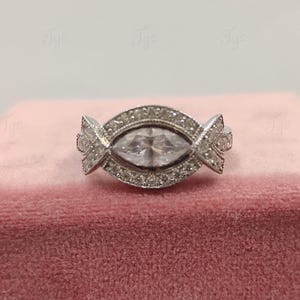 Vintage 2.20 Ct Marquise Diamant Verlobungsring in 935 Argentium Silber, antike Verlobungsring, Ehering, Geschenk für Sie, Jubiläumsring
