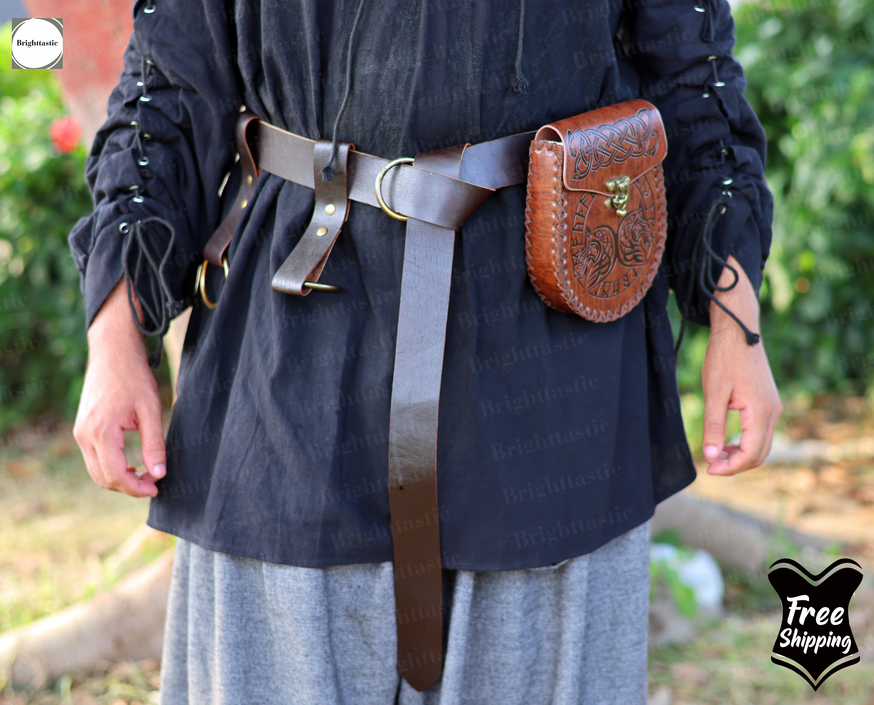 ✅ Handcrafted Fantasy Genuine Leather Belt - Medieval Shop at MedieWorld