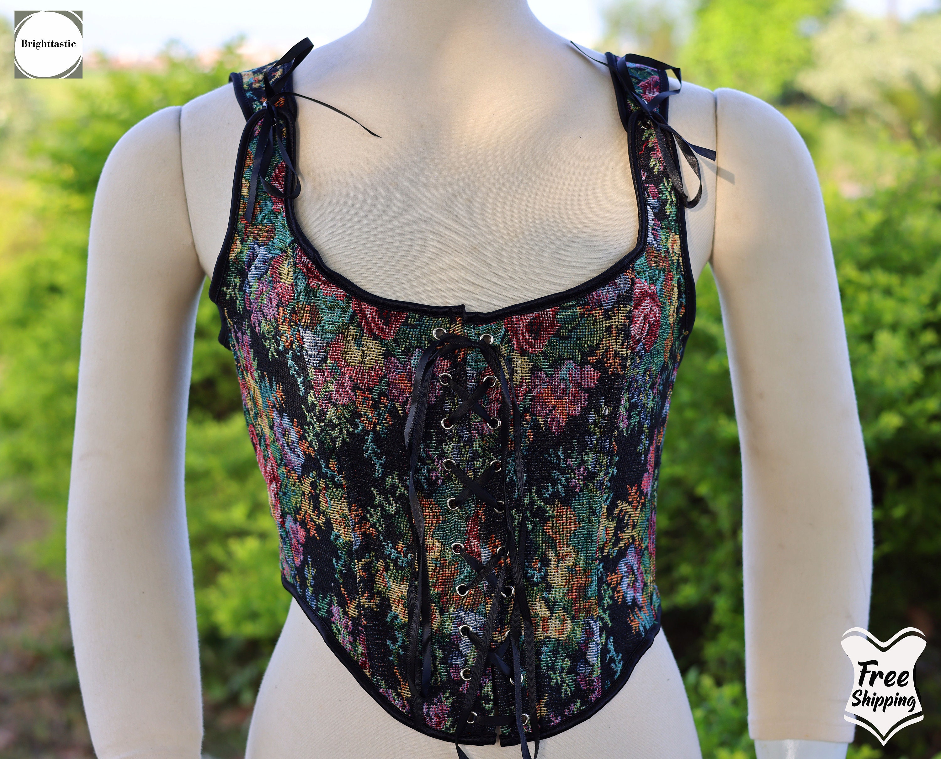 Womens Sexy Vintage Bustier Corset Tops Y2K Lace-Up Floral Push Up Crop  Tops 20s Ren Faire Renaissance Costume Bodice