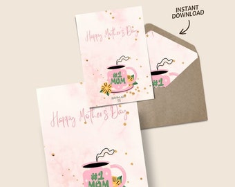 Biglietto stampabile, Biglietto d'auguri digitale, Biglietto felice per la festa della mamma, Stampa a casa, Stampa per la festa della mamma, Regalo per la festa della mamma, muttertagskarte digitale