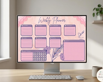 PDF weekplanner pastel: minimalistische lay-out, gewoontetracker (digitale download)