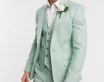 MEN SUIT - Mint Green Suit - Men Suit Wedding - Three Piece Suit - Slim Fit Suit - Suit For Men - Gift For Men