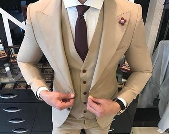 MEN WEDDING SUIT - Men Stylish Suit - Three Piece Suit - Elegant Men Suit - Slim Fit Suit - Suit For Gift - Groom Wear