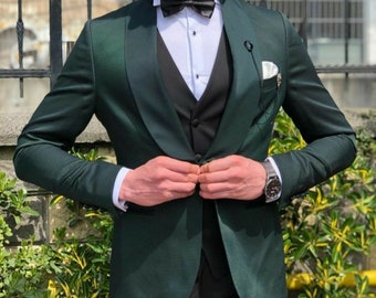 MEN TUXEDO SUIT - Men Suit - Men Wedding Suit - Three Piece Suit - Elegant Suit - Slim Fit Suit - Suit For Men