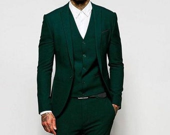 MEN GREEN SUIT - Green Wedding Suit - Three Piece Suit - Men Suit - Elegant Green Suit - Slim Fit Suit - Suit For Men - Men Stylish Suit