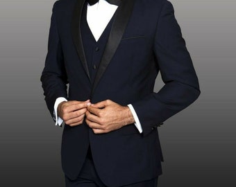 MEN TUXEDO SUIT - Blue Tuxedo Suit - Three Piece Suit - Men Party Wear - Slim Fit Suit - Suit For Men - Stylish Suit