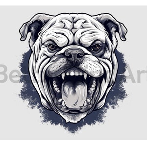 Fierce bulldog  Sublimation Designs T-Shirt, bulldog Head Png, bulldog Clipart