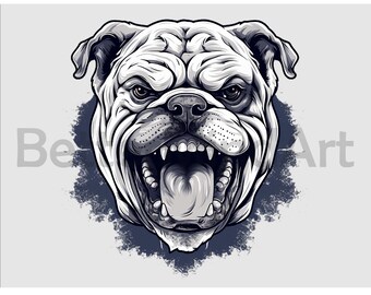 Fierce bulldog  Sublimation Designs T-Shirt, bulldog Head Png, bulldog Clipart