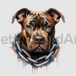 Pitbull wearing chain Sublimation Designs T-Shirt, pitbull png, pitbull Clipart