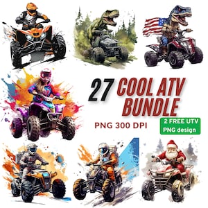 ATV Clipart Bundle Off Road PNG Set for Sublimation, ATV Digital Download Graphics Pack, Print Ready Quad Art for Crafts and Shirts