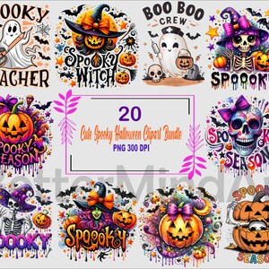 Cute Spooky Halloween Bundle PNG, Halloween png, Ghost PNG, Pumpkin png, Halloween Designs Bundle, Sublimation Designs - Halloween Clipart