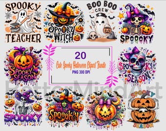 Leuke griezelige Halloween-bundel PNG, Halloween-png, Ghost PNG, pompoenpng, Halloween-ontwerpbundel, sublimatieontwerpen - Halloween-clipart