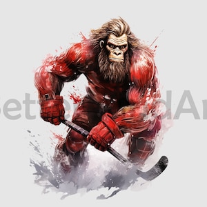 IJshockey Cool Bigfoot-speler PNG, sublimatie ontwerpen, digitale download, hockey png, hockey clipart
