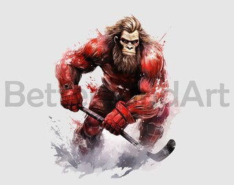Joueur de hockey sur glace Cool Bigfoot PNG, dessins par sublimation, téléchargement numérique, hockey png, clipart hockey