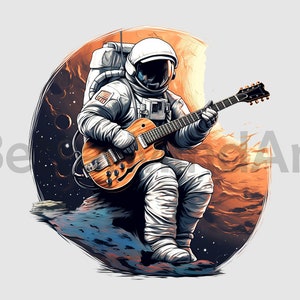 Cool astronaut guitar player PNG , Sublimation Designs, Digital download, guitar png, guitar Clipart
