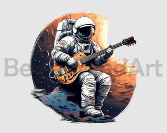 Cool astronaut guitar player PNG , Sublimation Designs, Digital download, guitar png, guitar Clipart