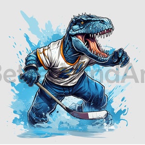 Ice hockey Dinosaur player PNG , Sublimation Designs, Digital download, hockey png, hockey Clipart