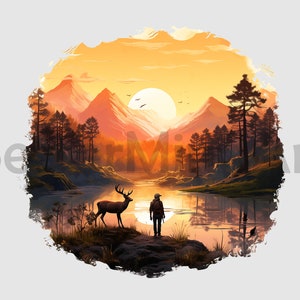Deer hunting #088 PNG Sublimation Designs - Deer PNG , Deer hunter Clipart