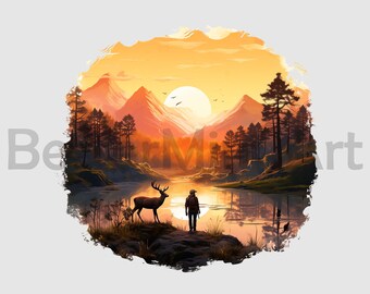 Hjortjakt #088 PNG Sublimeringsdesigner - Hjort PNG, Hjortjägare Clipart