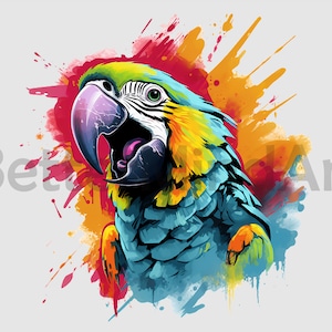 Cool colorful parrot Sublimation Designs T-Shirt, parrot png , parrot Clipart