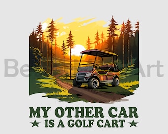 Golf Cart into a sun set Sublimation Designs T-Shirt, Golf png, Golf cart png, Golf cart Clipart