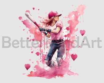 Pink Softball Mom player mix with pink hearts Sublimation Designs - Softball PNG, softball Clipart