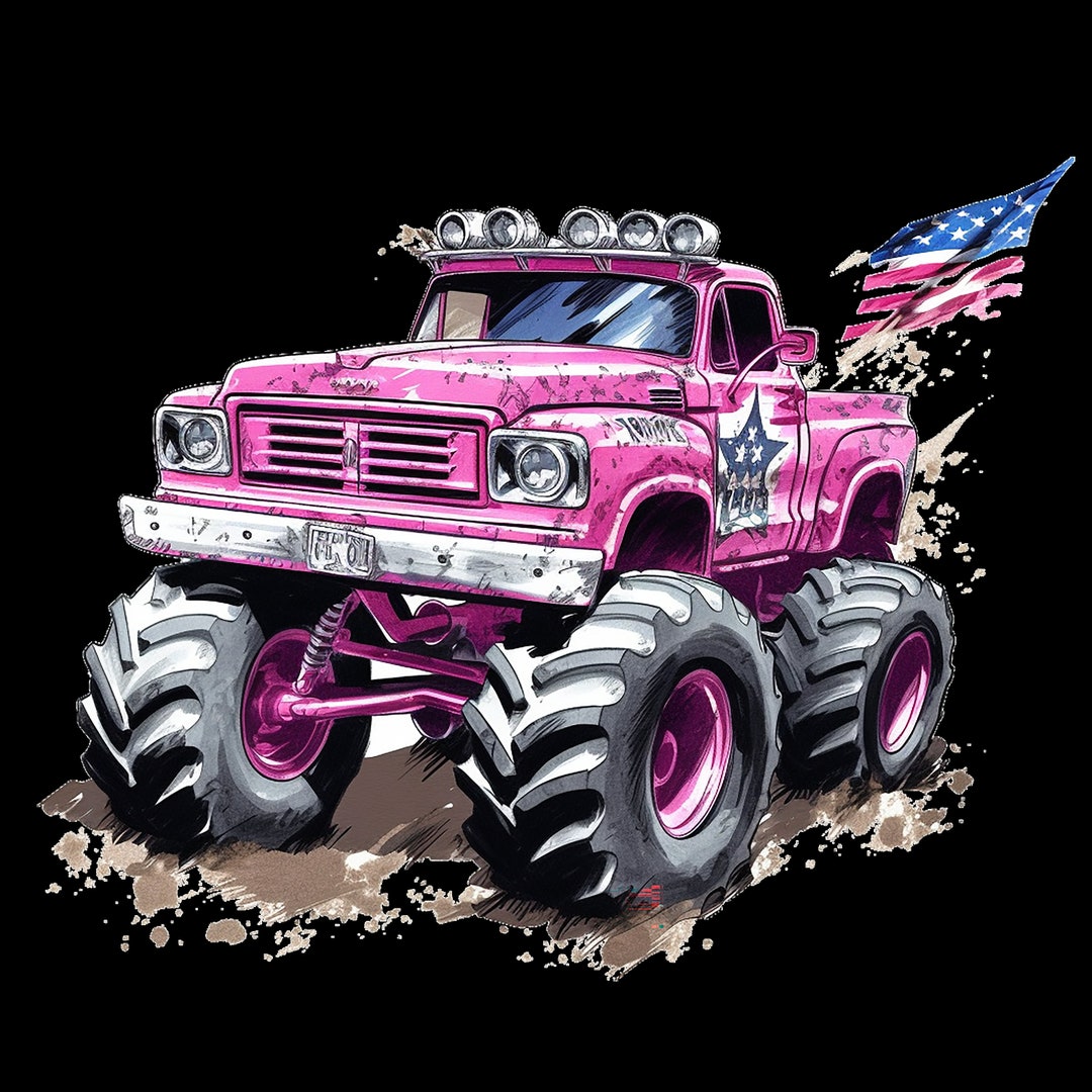Pink Monster Truck Sublimation Designs Monster Truck Png Etsy